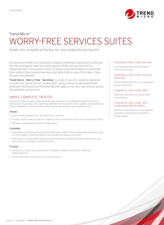 Trend Worry Free Services Suites Data Sheet